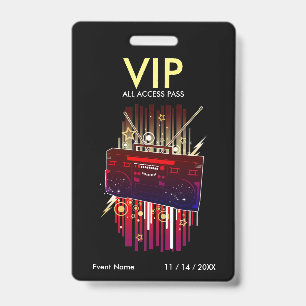 Boombox Blast VIP Access Pass ID Badge