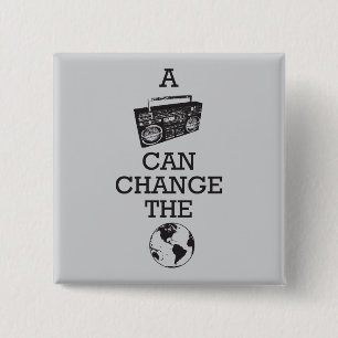 Boombox Can Change the World 15 Cm Square Badge