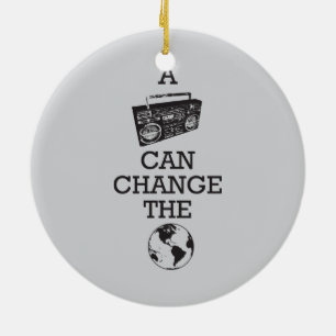 Boombox Can Change the World Ceramic Tree Decoration