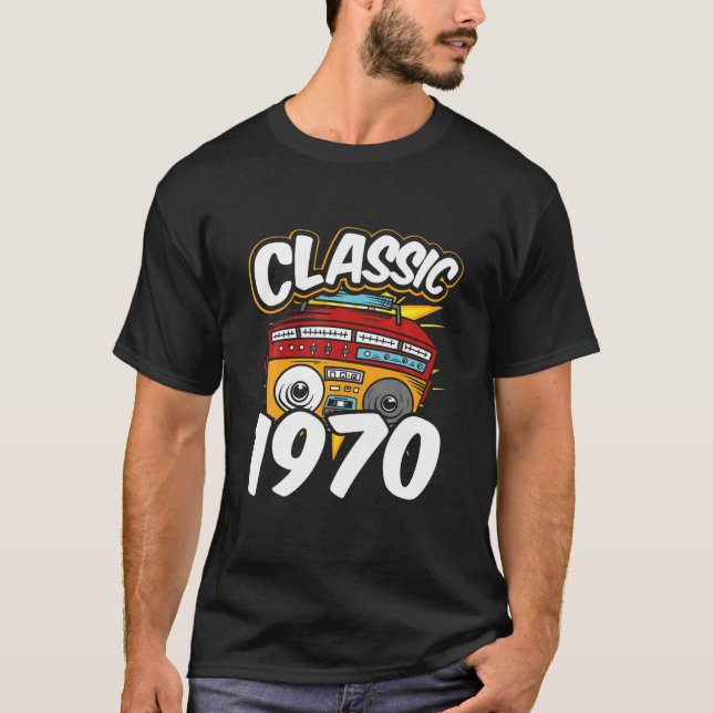 Boombox Classic 1970 Music Cassette 8 Track Radio T-Shirt (Front)