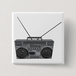 Boombox Ghetto Blaster Jambox Radio Cassette 15 Cm Square Badge