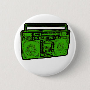 boombox ghetto blaster radio 6 cm round badge