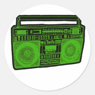 boombox ghetto blaster radio classic round sticker