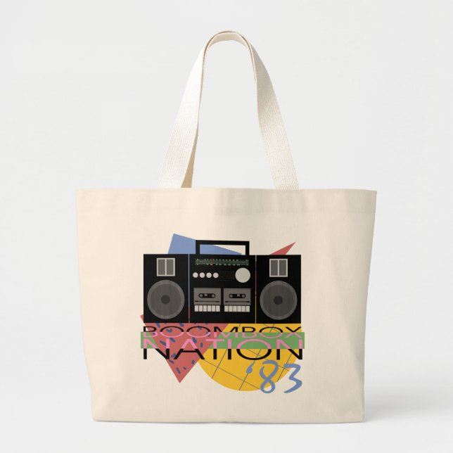 Boombox Nation 83 Large Tote Bag (Front)