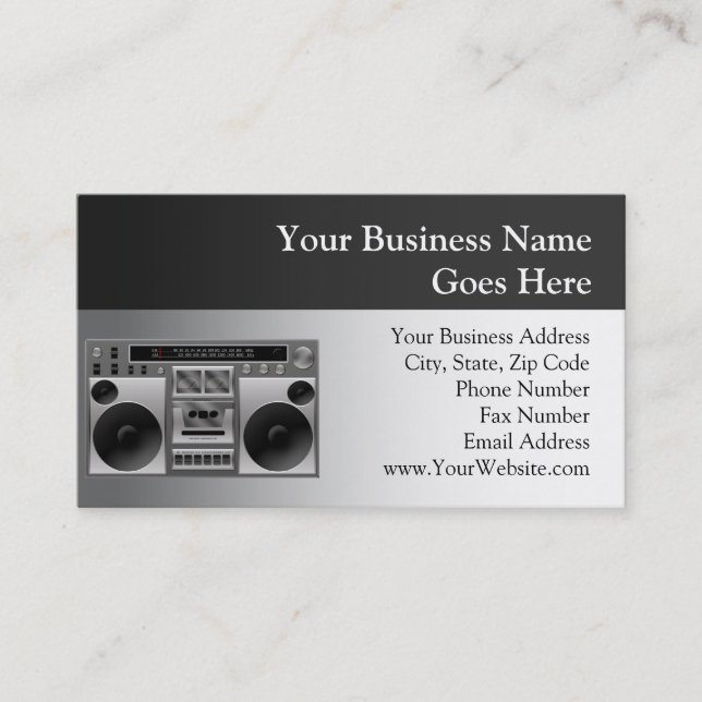 Boombox Radio Graphic Business Card (Front)