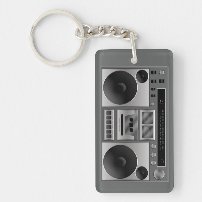 Boombox Radio Graphic Key Ring (Front)