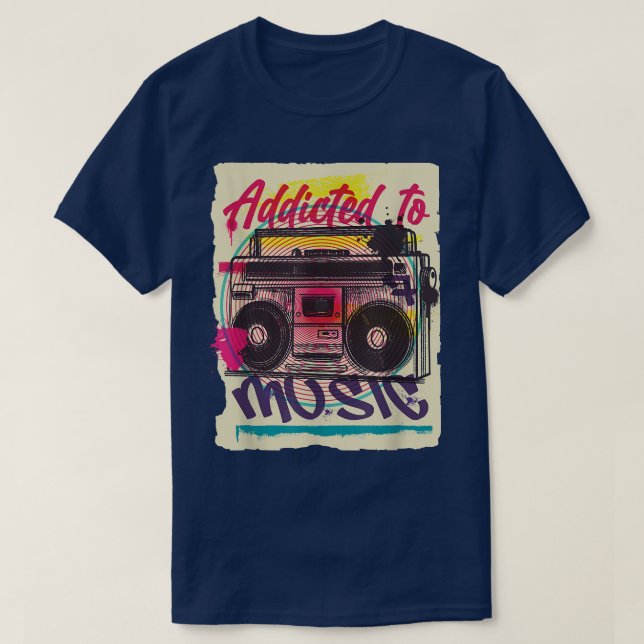 Boombox Vintage Music Casual Graphic 195 T-Shirt (Design Front)