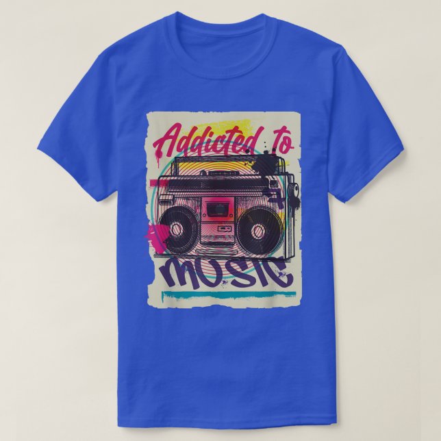 Boombox Vintage Music Casual Graphic  T-Shirt (Design Front)