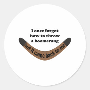 Boomerang Joke Classic Round Sticker