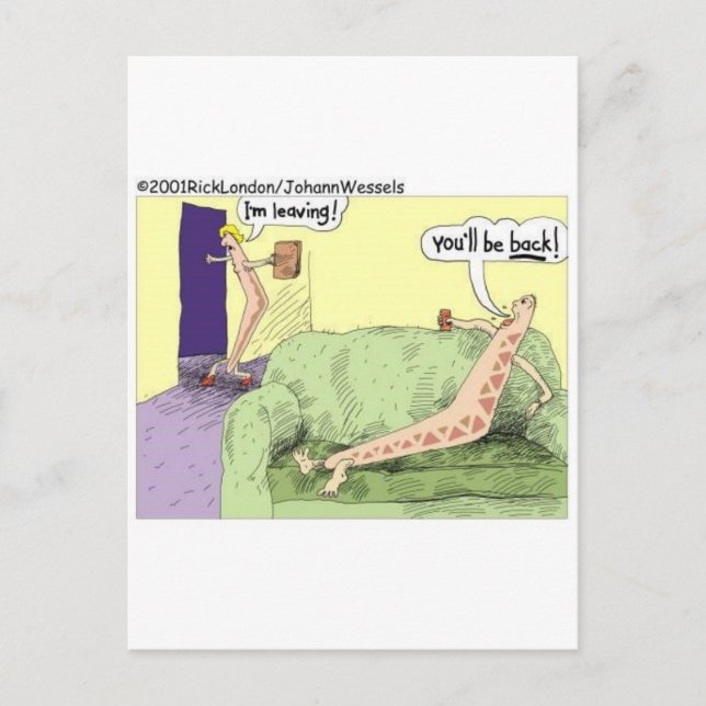 Boomerang Relagionships Funny Cartoon Gifts & Tees Postcard (Front)