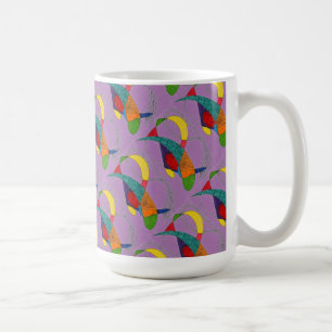 "Boomerangs on Purple Tiled" Abstract Design Mug
