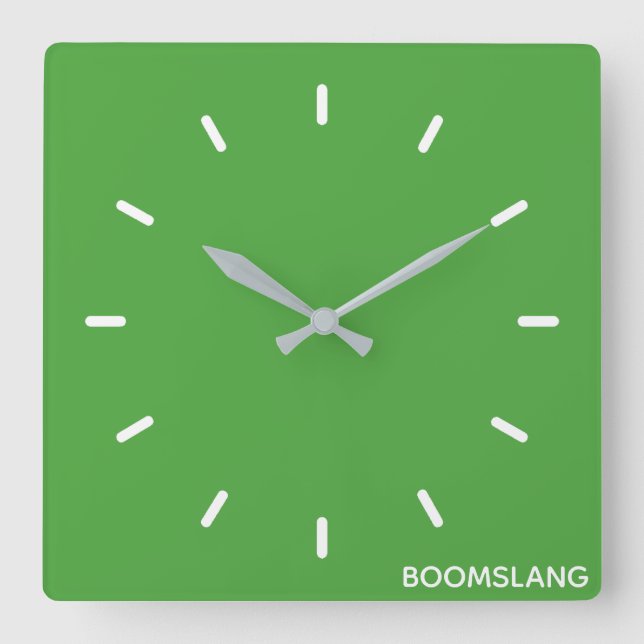 Boomslang green colour name square wall clock (Front)
