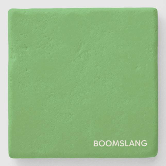 Boomslang green colour name stone coaster (Front)