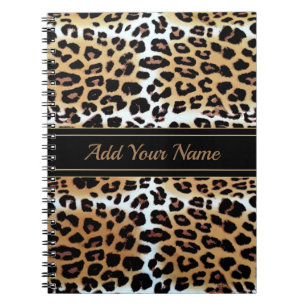 Boomy Elegant Stylish Leopard Print Custom Name Notebook