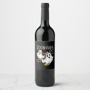 Boonana Cute Ghost Banana Halloween Wine Label