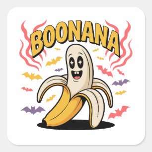 Boonana Ghost Banana Costume Adult Toddler Kids Square Sticker