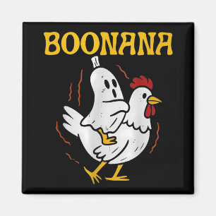 Boonana Riding Chicken Halloween Ghost Spooky Nana Magnet