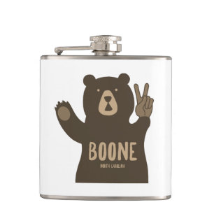Boone North Carolina Peace Bear Hip Flask