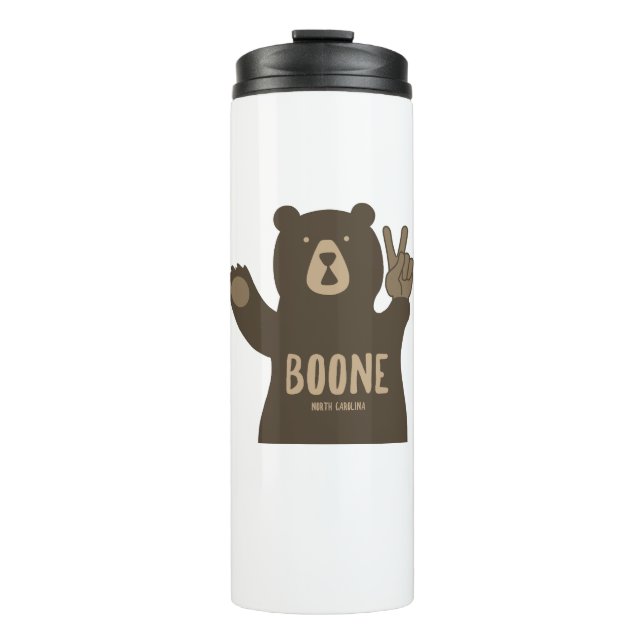 Boone North Carolina Peace Bear Thermal Tumbler (Front)