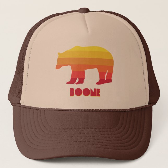 Boone North Carolina Rainbow Bear Trucker Hat (Front)