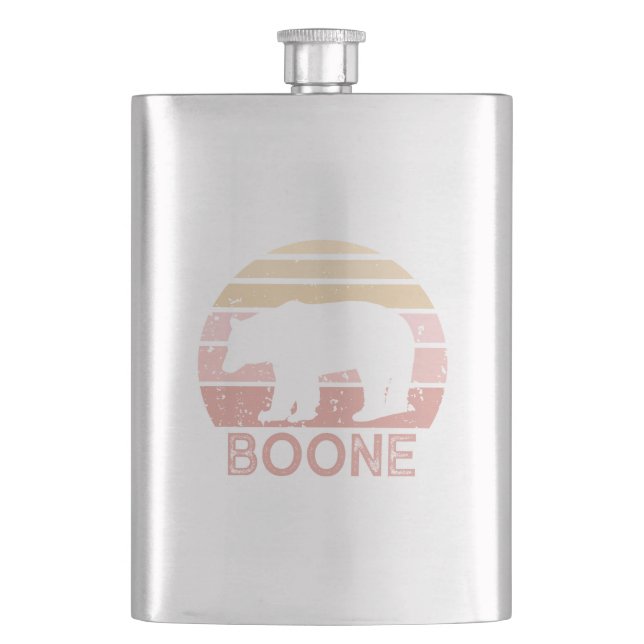 Boone North Carolina Retro Bear Hip Flask (Front)