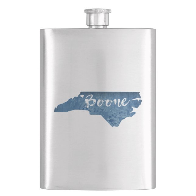 Boone North Carolina Wood Grain Hip Flask (Front)