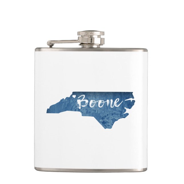 Boone North Carolina Wood Grain Hip Flask (Front)