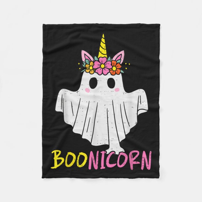 Boonicorn Ghost Unicorn Magical Soky Halloween Gir Fleece Blanket (Front)