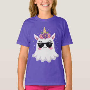 Boonicorn Halloween Cute Unicorn Boo Ghost Kids T-Shirt