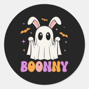 Boonny Cute Bunny Ghost Halloween Men Women Kids Classic Round Sticker