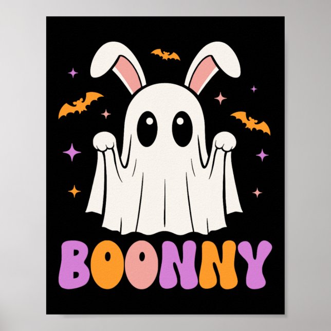 Boonny Cute Bunny Ghost Halloween Men Women Kids  Poster (Front)