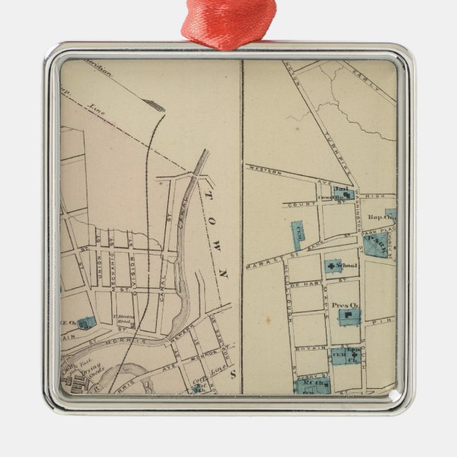 Boonton, Morristown, NJ Metal Tree Decoration (Front)