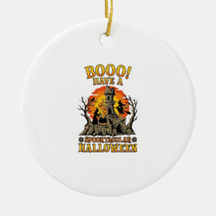 Booo Spooktacular Halloween Witch Cauldron Castle Ceramic Tree Decoration