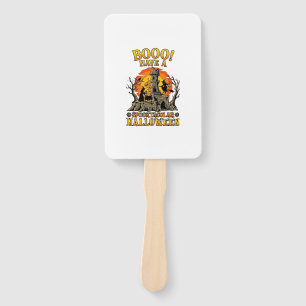 Booo Spooktacular Halloween Witch Cauldron Castle Hand Fan