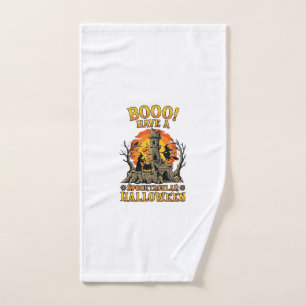 Booo Spooktacular Halloween Witch Cauldron Castle Hand Towel