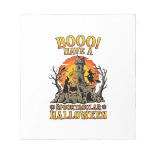 Booo Spooktacular Halloween Witch Cauldron Castle Notepad