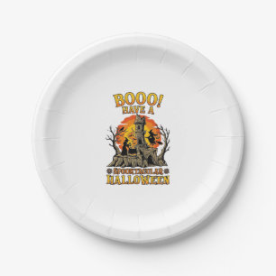 Booo Spooktacular Halloween Witch Cauldron Castle  Paper Plate