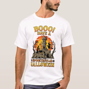 Booo Spooktacular Halloween Witch Cauldron Castle T-Shirt