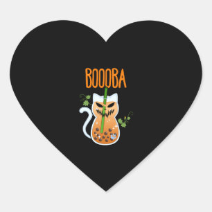 Boooba Kawaii Boba Tea Drink Cat Lover Halloween G Heart Sticker