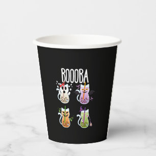 Boooba Kawaii Boba Tea Drink Cat Lover Halloween G Paper Cups