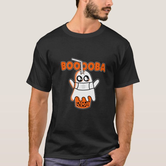 Boooba Kawaii Boba Tea Drink Hiding Inside A Hallo T-Shirt (Front)