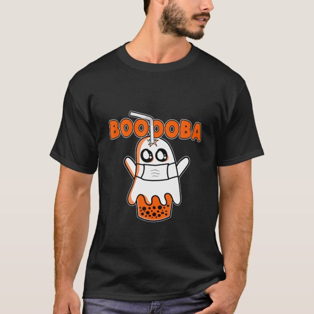 Boooba Kawaii Boba Tea Drink Hiding Inside A Hallo T-Shirt (Front)