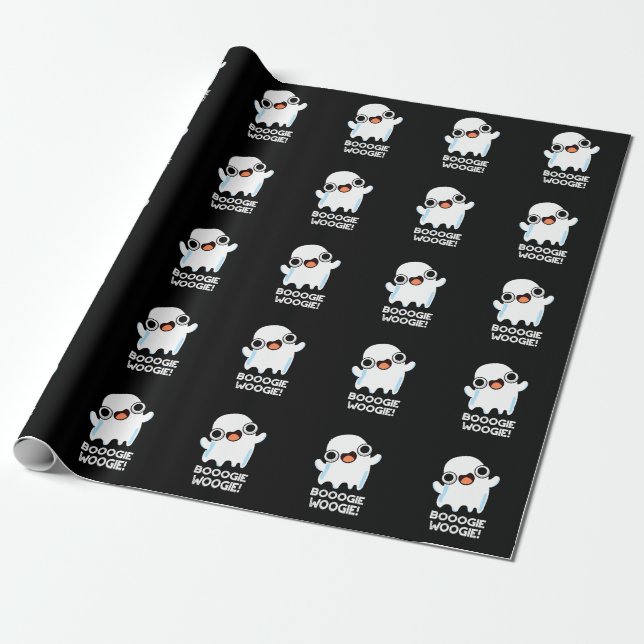 Booogie Woogie Funny Music Ghost Pun Dark BG Wrapping Paper (Unrolled)