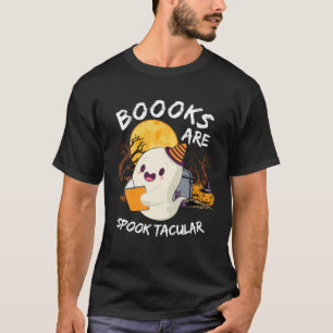 Boooks Ghost Funny Halloween Teacher Book Library T-Shirt
