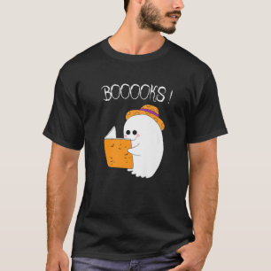 Boooks Moon Ghost Halloween Bookworm Librarian Tea T-Shirt