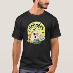 Boooks Spooky Ghost Books Librarian Bookworm Teach T-Shirt