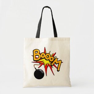 Booom! bag, funny illustration tote bag