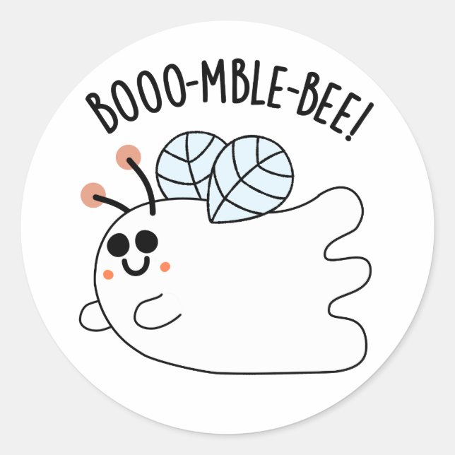 Booomble Bee Funny Ghost Bee Pun  Classic Round Sticker (Front)
