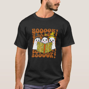 Booooks Cute Ghost Boo Reading Books Halloween Lib T-Shirt