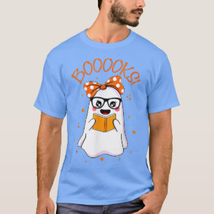 Booooks Cute Ghost Reading Library Books Halloween T-Shirt
